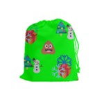 christmas poop emoji Drawstring Pouch (Large)