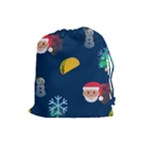 taco Emoji Christmas Drawstring Pouch (Large)