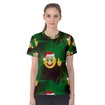 santa Emoji Christmas Women s Cotton Tee