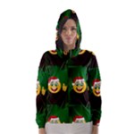 santa Emoji Christmas Hooded Wind Breaker (Women)	