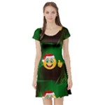 santa Emoji Christmas Short Sleeve Skater Dress