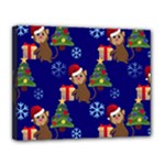 Christmas Monkey emoji Canvas 14  x 11  (Stretched)