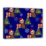 Christmas Monkey emoji Canvas 16  x 12  (Stretched)