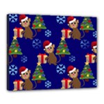 Christmas Monkey emoji Canvas 20  x 16  (Stretched)