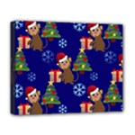 Christmas Monkey emoji Deluxe Canvas 20  x 16  (Stretched)