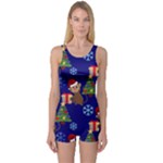 Christmas Monkey emoji One Piece Boyleg Swimsuit