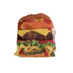 hipster Burger Drawstring Pouch (Large)