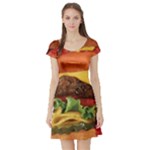 hipster Burger Short Sleeve Skater Dress