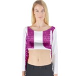 fuchsia sequin No Long Sleeve Crop Top (Tight Fit)