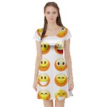 Smilies Emoji Short Sleeve Skater Dress