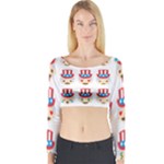 Uncle Sam Emoji Long Sleeve Crop Top (Tight Fit)