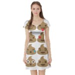 poop Emoji Short Sleeve Skater Dress