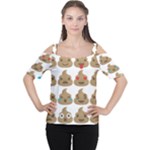 poop Emoji Women s Cutout Shoulder Tee