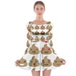 poop Emoji Long Sleeve Skater Dress