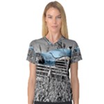 Vintage Blue Car Women s V-Neck Sport Mesh Tee