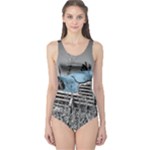 Vintage Blue Car One Piece Swimsuit