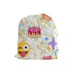 happy Birthday emoji Drawstring Pouch (Large)