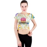 happy Birthday emoji Crew Neck Crop Top