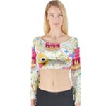 happy Birthday emoji Long Sleeve Crop Top (Tight Fit)