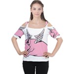 Flying Pig Women s Cutout Shoulder Tee