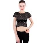 black white Stars Crew Neck Crop Top