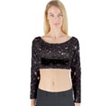 black white Stars Long Sleeve Crop Top (Tight Fit)