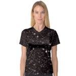 black white Stars Women s V-Neck Sport Mesh Tee