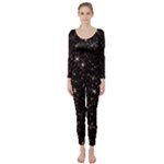 black white Stars Long Sleeve Catsuit