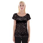 black white Stars Women s Cap Sleeve Top