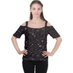 black white Stars Women s Cutout Shoulder Tee