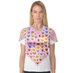 heart Emoji Women s V-Neck Sport Mesh Tee