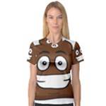 Emoji Poop Women s V-Neck Sport Mesh Tee