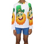 St patricks Emoji  Kid s Long Sleeve Swimwear