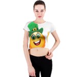 St patricks Emoji  Crew Neck Crop Top