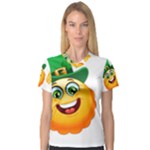 St patricks Emoji  Women s V-Neck Sport Mesh Tee