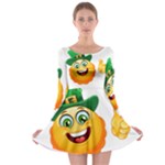 St patricks Emoji  Long Sleeve Skater Dress