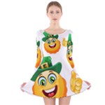 St patricks Emoji  Long Sleeve Velvet Skater Dress