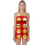 Red Emoji One Piece Boyleg Swimsuit