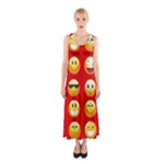 Red Emoji Full Print Maxi Dress