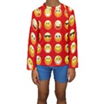 Red Emoji Kid s Long Sleeve Swimwear