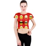 Red Emoji Crew Neck Crop Top