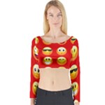 Red Emoji Long Sleeve Crop Top (Tight Fit)