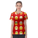 Red Emoji Women s Sport Mesh Tee