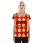 Red Emoji Women s Cap Sleeve Top