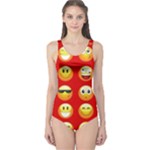 Red Emoji One Piece Swimsuit