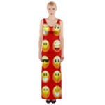 Red Emoji Maxi Thigh Split Dress