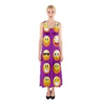 Purple Emoji Full Print Maxi Dress