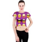 Purple Emoji Crew Neck Crop Top