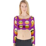 Purple Emoji Long Sleeve Crop Top (Tight Fit)