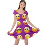 Purple Emoji Cap Sleeve Dress